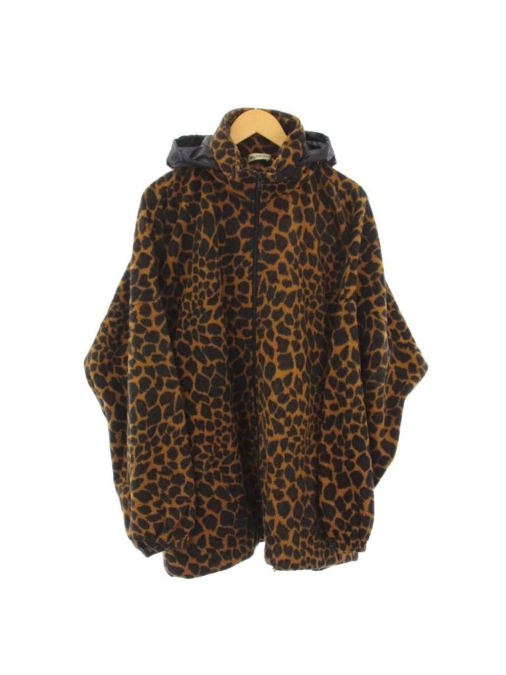 Balenciaga 18 AW Leopard Oversized Fleece Jacket Hoodie Brown XS